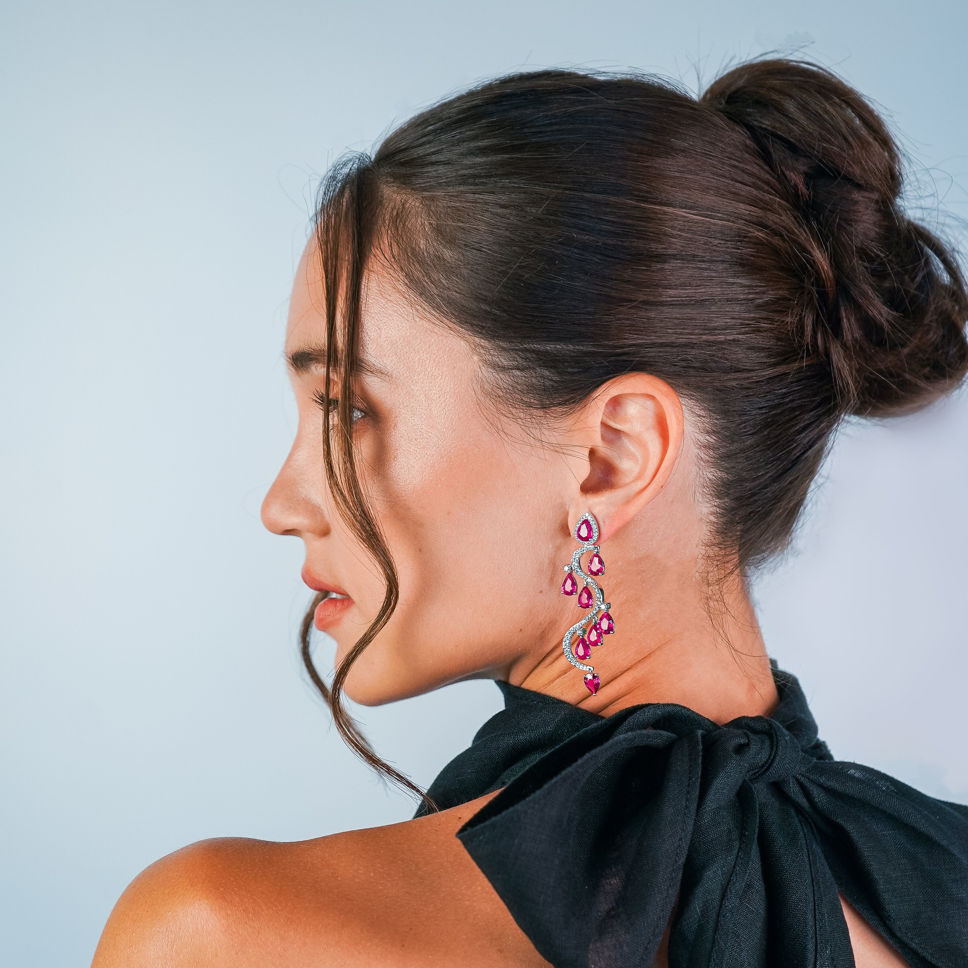 Woman wearing Inara Fine Jewellery Earrings 2026 Luxury S-Curve 